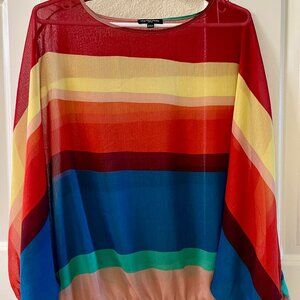🌈 Cha Cha Vente Rainbow Ombre Sheer Blouse – Size L (New Without Tags)